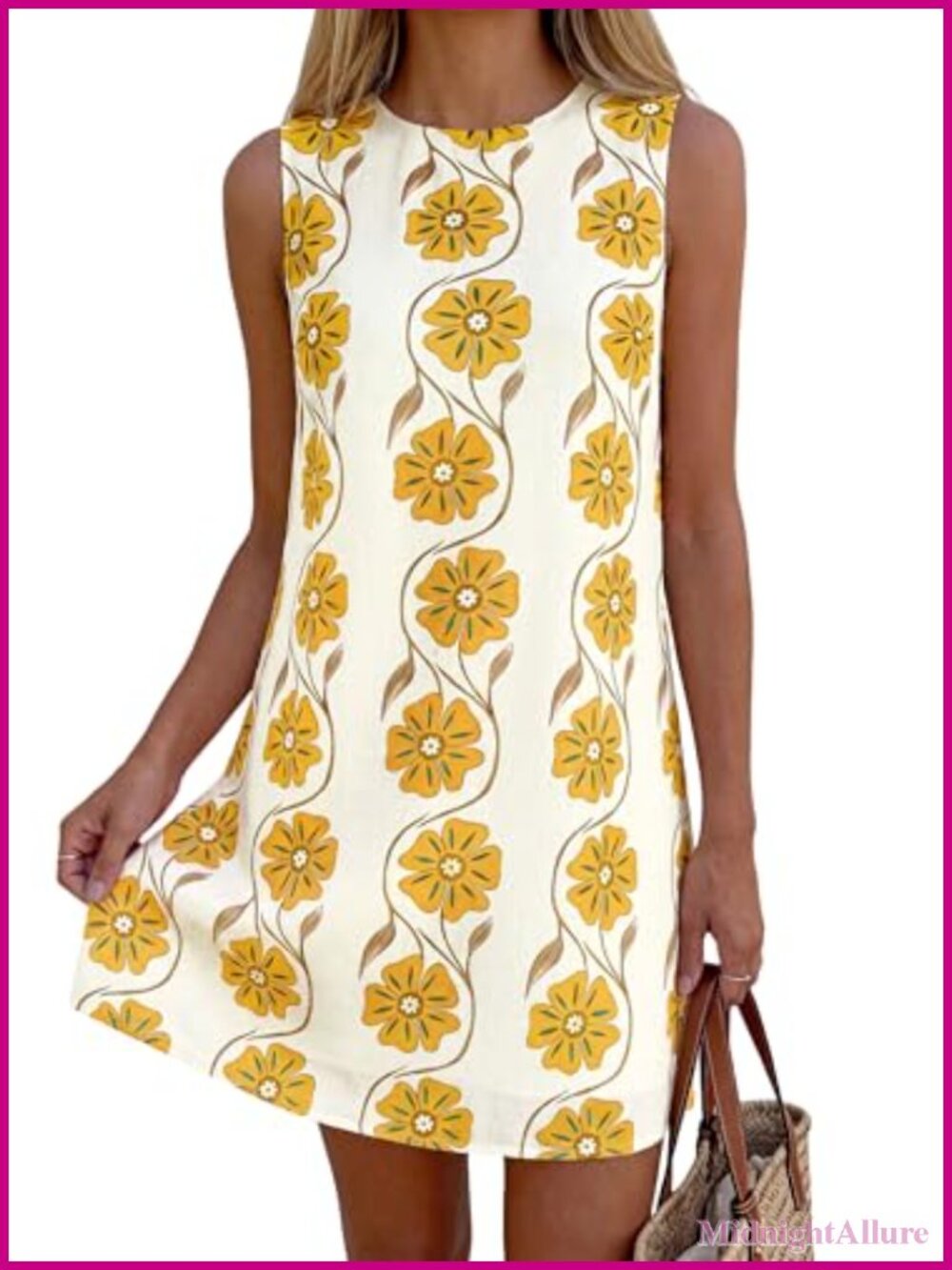 Sleeveless Floral A-Line Mini Summer Dress with Pockets
